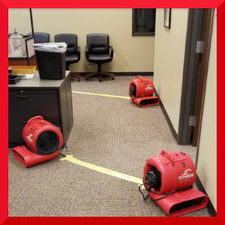 carpeted office with several dryers on floor300 300border